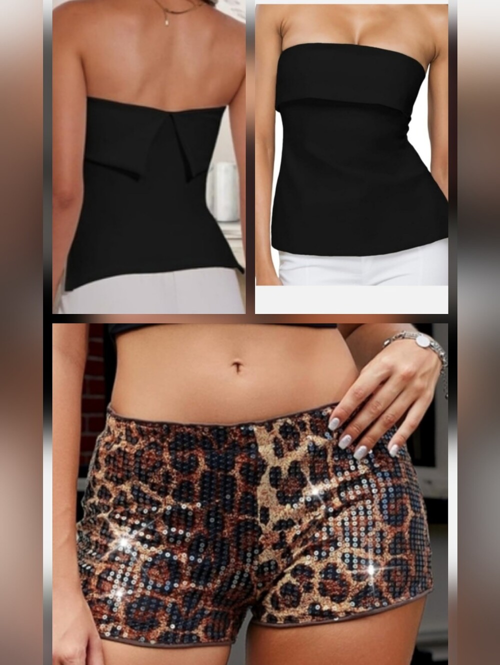 3 Pieces 1 Micro Shorts 2 Strapless Tube Tops